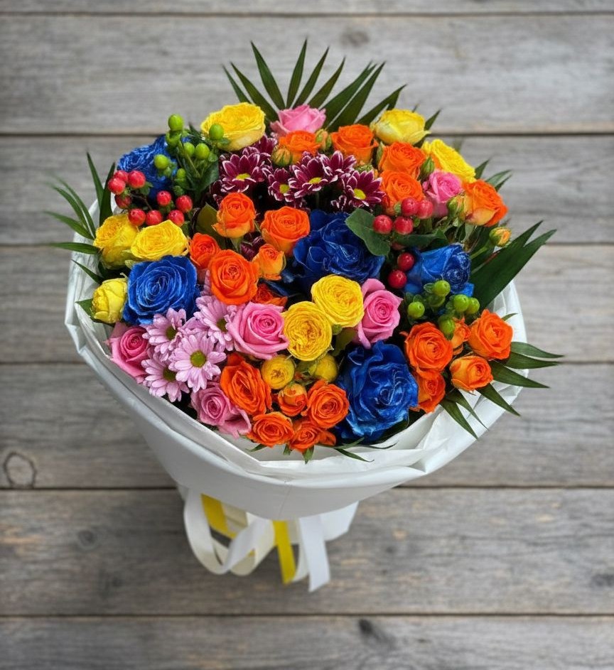 Букет цветов из: Розы и Хризантемы в Белогорске Амурской области