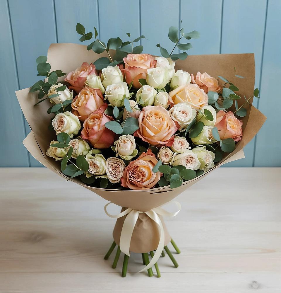 Букет цветов из: Альстромерии и Розы в Белогорске Амурской области