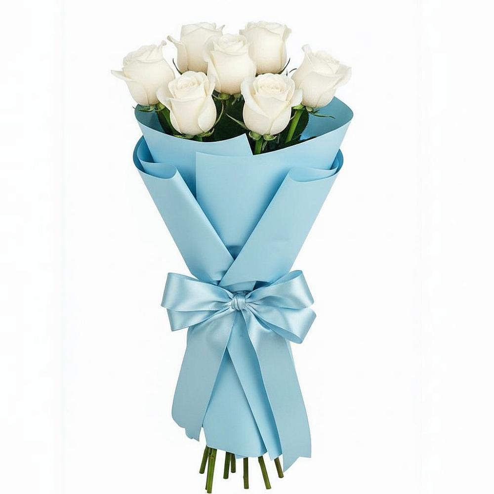 Букет 7 белых роз Проуд в Белогорске Амурской области