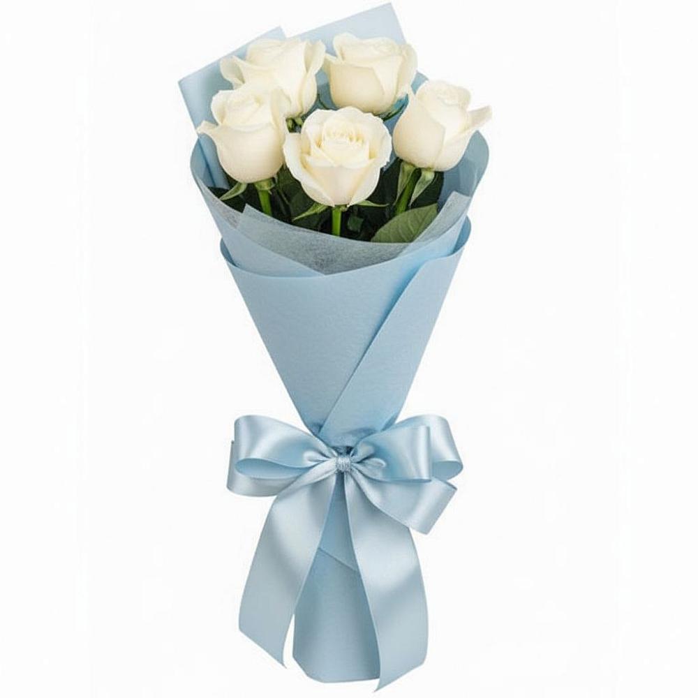 Букет 5 Белых роз Проуд в Белогорске Амурской области