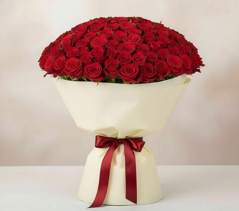 Букет 101 Красная роза Милано в Белогорске Амурской области