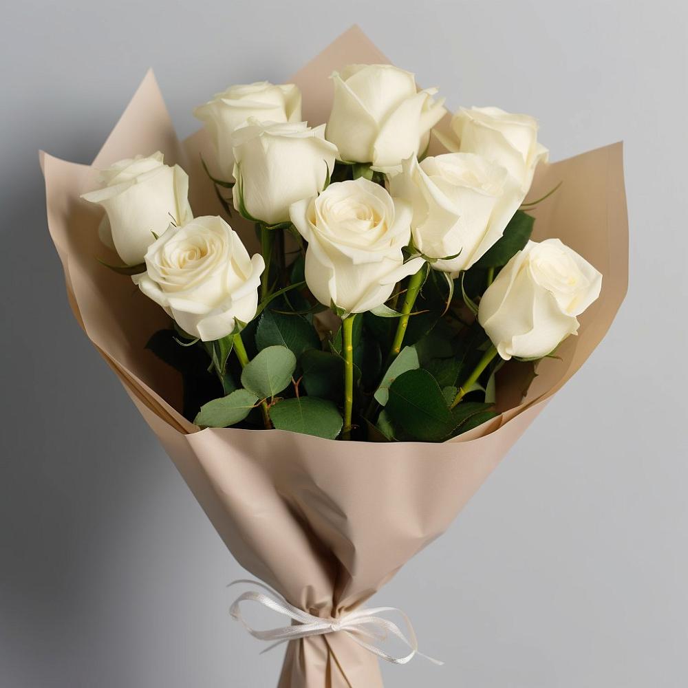 Букет 9 Белых роз Эдлесс Лав в Белогорске Амурской области