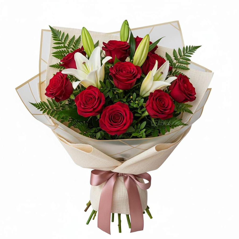 Букет цветов из: Лилии и Розы в Белогорске Амурской области