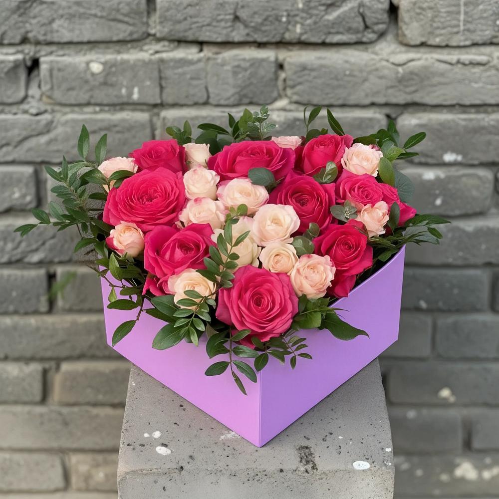 Цветочная композиция из Розы в коробке в Белогорске Амурской области