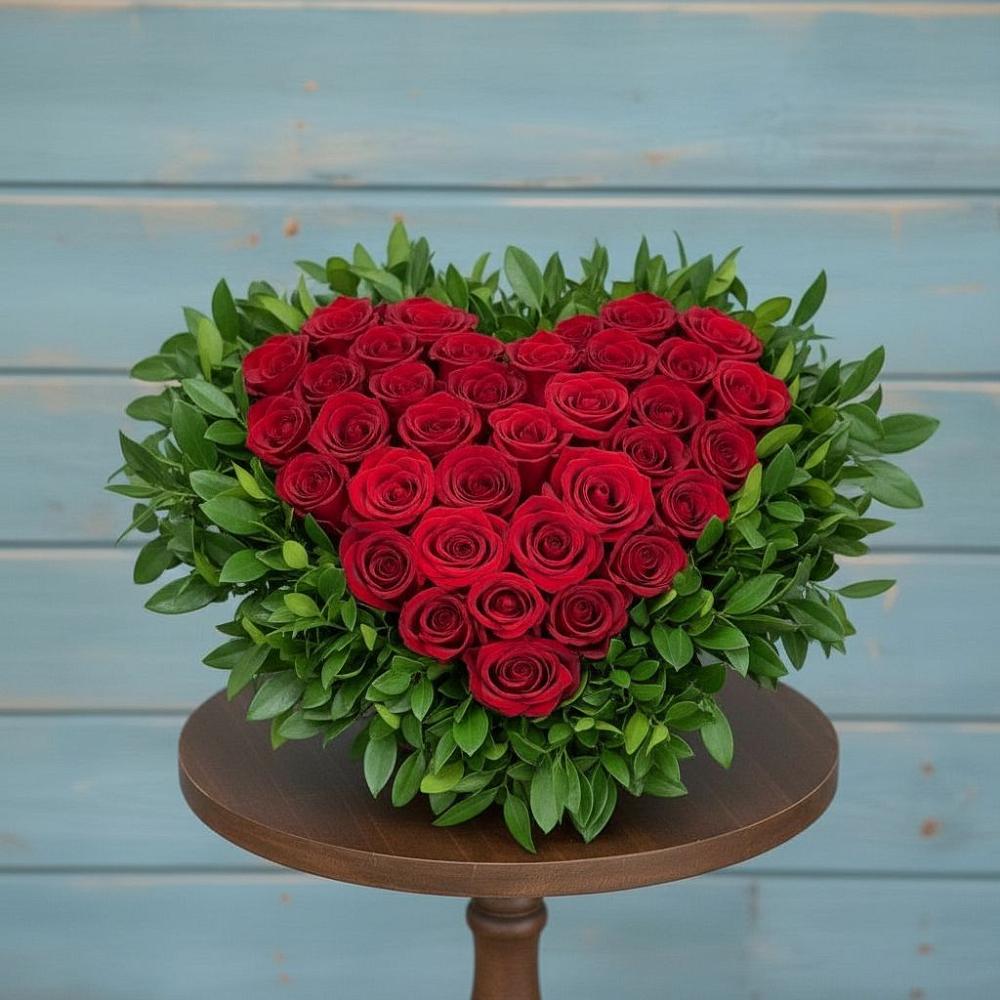 Цветочная композиция из Розы в виде сердца в Белогорске Амурской области