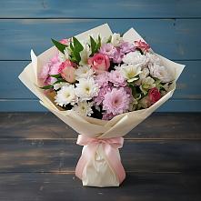 Букет цветов из:  Хризантемы, Альстромерии и Розы в Белогорске Амурской области