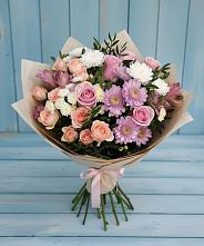 Букет цветов из:  Хризантемы, Розы и Альстромерии в Белогорске Амурской области